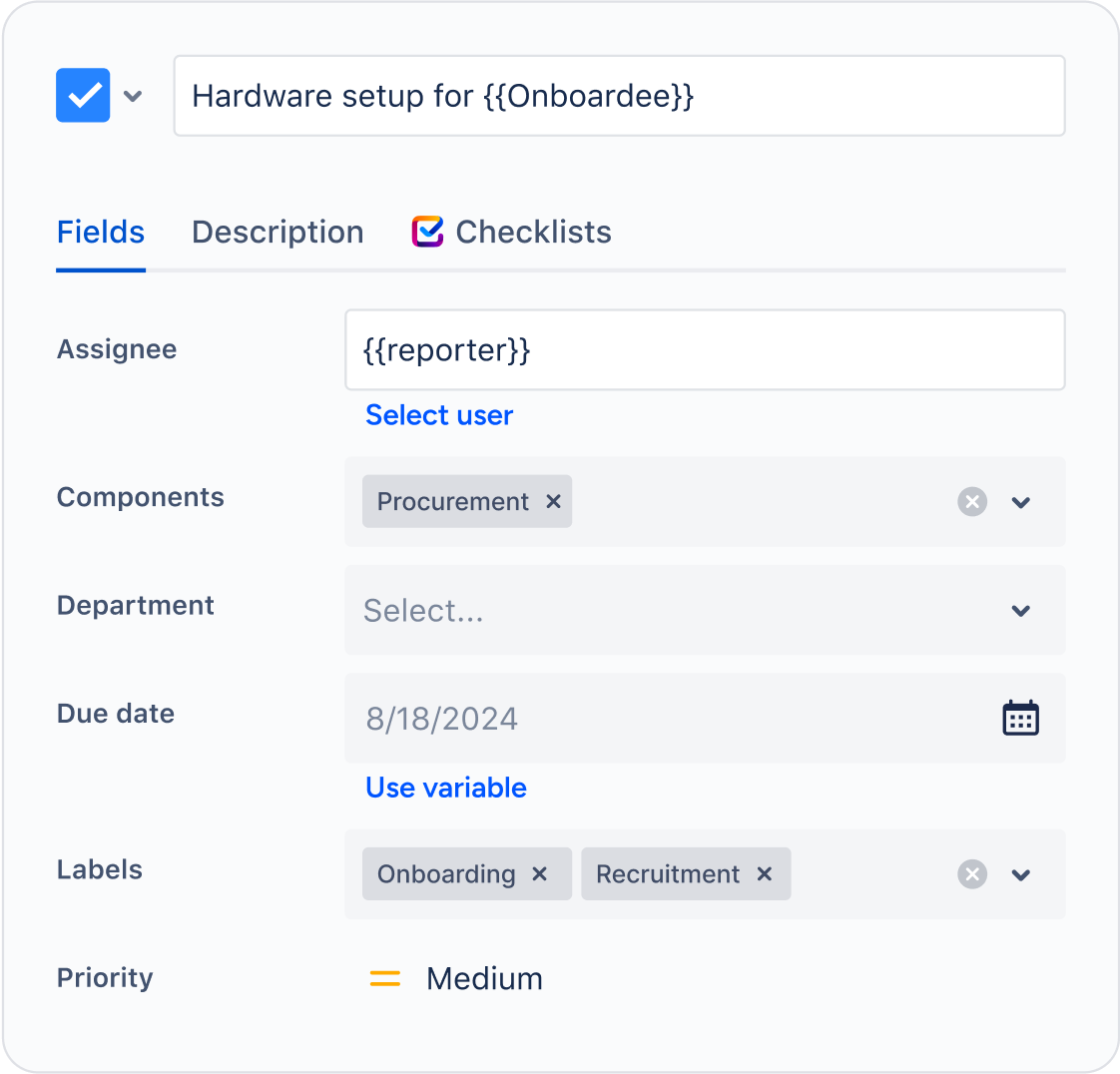 Pre-fill issue fields