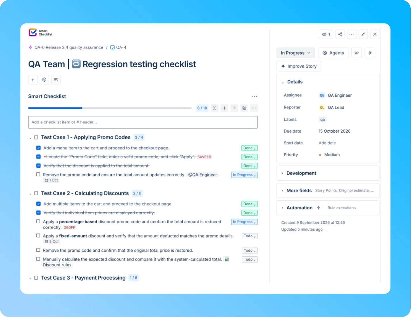 Regression testing