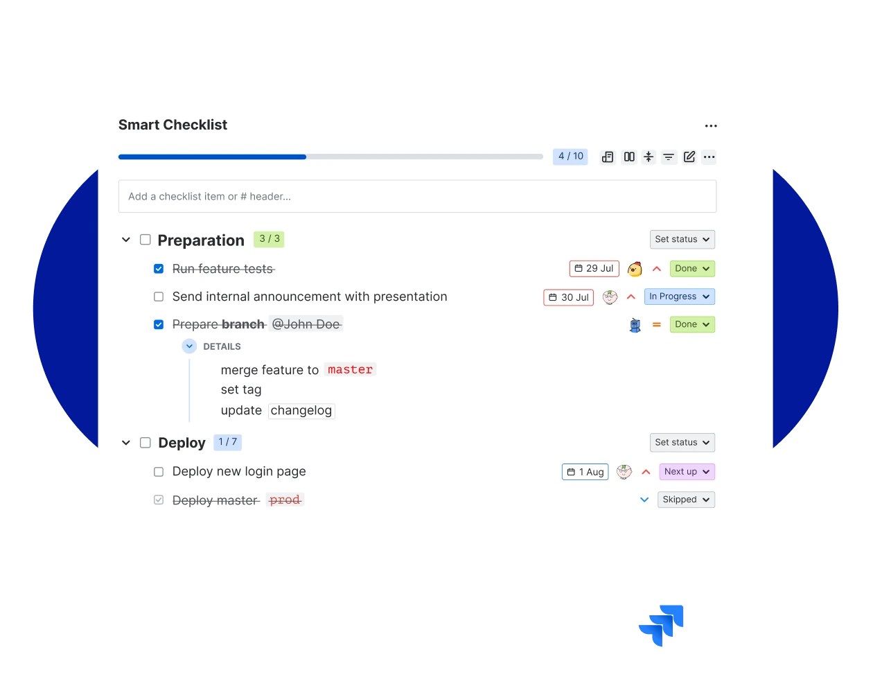 Use Smart Checklist when Jira subtasks are too much